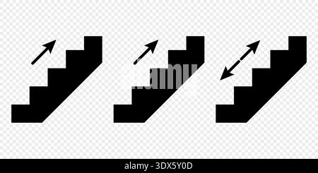 Stairs icons with up and down directional arrows Stock Vector
