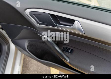 Modern Car Door Interior Handle Detail Stock Photo