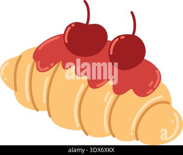 Hand drawn croissant, tasty bakery, pastry, french breakfast Stock Vector