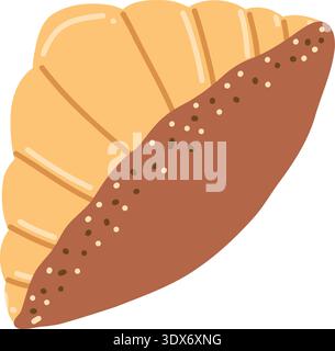 Hand drawn croissant, tasty bakery, pastry, french breakfast Stock Vector