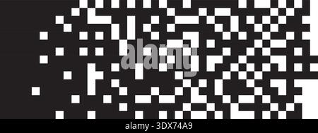 Square pixel shapes in chaotic random arrangement. Mosaic background. Surface broken in dots. Arcade game bits digital pattern. Defragmentation or Stock Vector