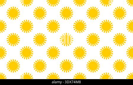 Cute yellow sun silhouettes seamless pattern. Sunburst, sunlight or sunshine background. Summer theme wallpaper. Happy positive vibes textile or wrapping paper print. Vector flat illustration. Stock Vector