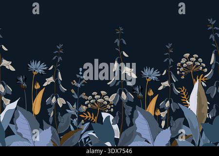 Vector floral seamless pattern, border Stock Vector