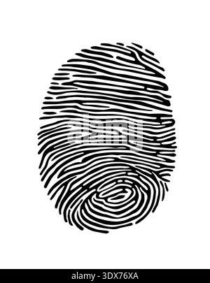 Black fingerprint swirl pattern design. Vector illustration Stock Vector