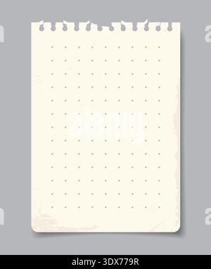 Torn dot grid notebook page design. Vector illustration Stock Vector