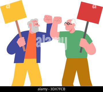 Peaceful Protesters Holding Blank Signs Vector Illustration Stock Vector
