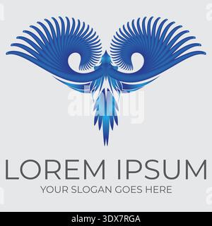 Blue phoenix vector logo design Stock Vector