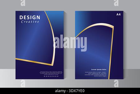 Brochure Design Template with gold line. Can be use for Book Cover, Annual Report, Magazine, Poster, Business Presentation, Portfolio, Flyer, Banner, Stock Vector