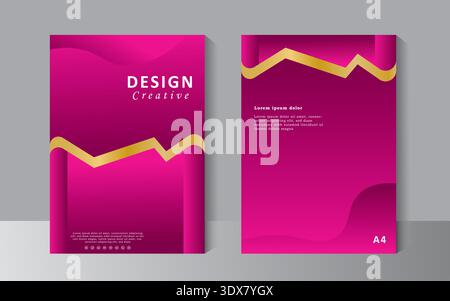Brochure Design Template in A4 gold line. Can be use for Book Cover, Annual Report, Magazine, Poster, Business Presentation, Portfolio, Flyer, Banner, Stock Vector