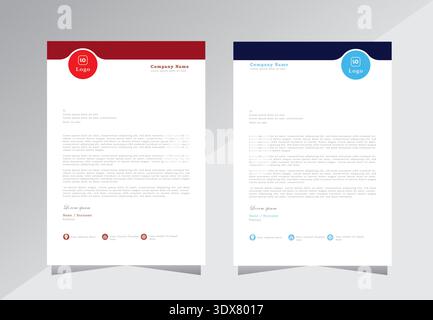 Creative letterhead design forproject, letter head design templates. a4 letterhead template with blue and red color - vector eps 10. Stock Vector