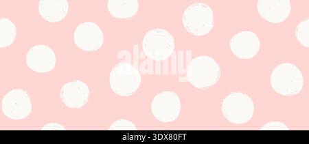 Pastel pink birthday polka dot seamless pattern. Repeated round painted confetti background. Happy dotted wallpaper for Easter wrapping paper, birthday decoration, kid bday nursery decor. Vector Stock Vector