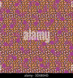 Eclectic Floral Pixel Grid Fusion Pattern Stock Vector