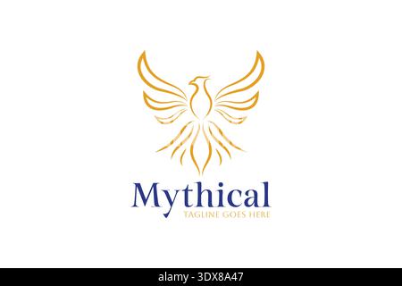 Mythical Phoenix Golden Logo Design Representing Rebirth Strength and Fantasy Identity Concept Stock Vector