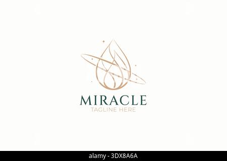 Miracle Flame Cosmic Logo Design Representing Energy Transformation and Spiritual Identity Concept Stock Vector