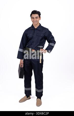 Delivery man in uniform carrying large water bottle Stock Photo
