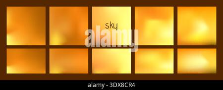Sunset gradations in yellow and gold color. Stock Vector