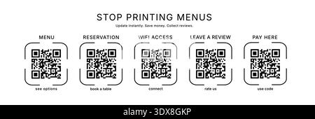 Minimal QR Code Frame Set for Restaurant Use Stock Vector