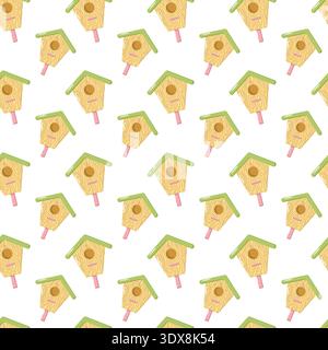 Birdhouse Pattern Whimsical Design Stock Vector