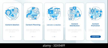 Content lifecycle process blue onboarding mobile app screen Stock Vector