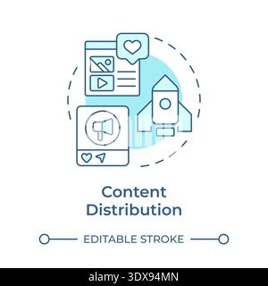 Content distribution soft blue concept icon Stock Vector