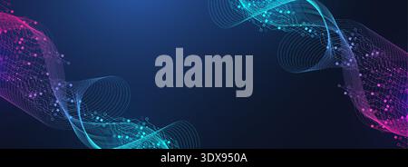 Modern technology circuit board texture background design. Quantum computer technology concept. Futuristic blue circuit board system background Stock Vector