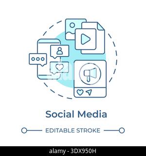 Social media soft blue concept icon Stock Vector