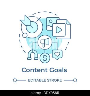 Content goals soft blue concept icon Stock Vector