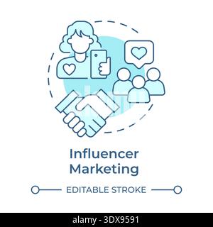 Influencer marketing soft blue concept icon Stock Vector