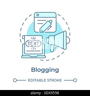 Blogging soft blue concept icon Stock Vector