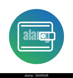 Vibrant green gradient button. Wallet icon Vector symbol. Personal finance symbols set. Bright blue gradient circular icon. EPS 10. Stock Vector