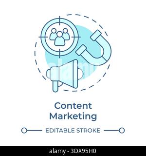 Content marketing soft blue concept icon Stock Vector