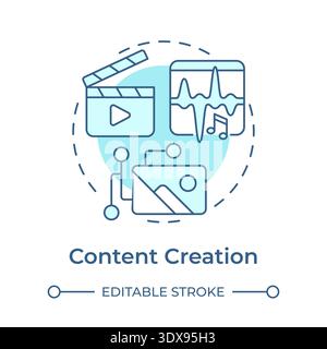 Content creation soft blue concept icon Stock Vector