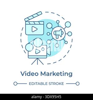 Video marketing soft blue concept icon Stock Vector