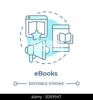 Ebooks soft blue concept icon Stock Vector