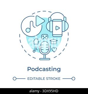 Podcasting soft blue concept icon Stock Vector