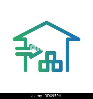International warehouse icon. Industrial storage symbol. Gradient Vector house. Professional distribution management. EPS 10. Stock Vector