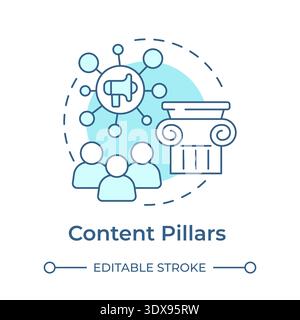 Content pillars soft blue concept icon Stock Vector