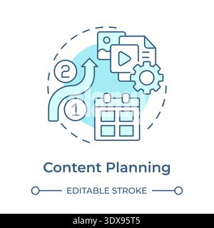 Content planning soft blue concept icon Stock Vector
