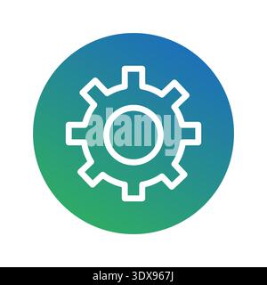 Mechanical maintenance icons. Industrial Vector symbols. International engineering components. Turquoise gradient circles. EPS 10. Stock Vector