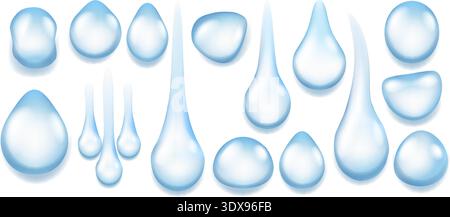Liquid transparent realistic drops Stock Vector
