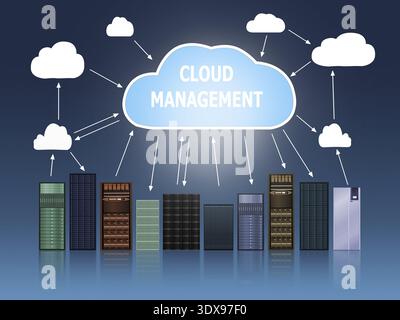 Concept illustration of big data cloud management - concept design Stock Photo