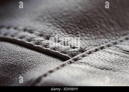 Detail shot of supple leather jacket with stitching Stock Photo