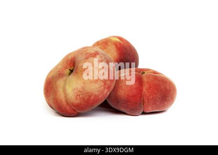 Three ripe fig peach isolated on a white background Stock Photo