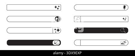 Interface AI generate a prompt. Browser window with generate bar set. AI bar design. Artificial intelligence technology for digital content . Vector illustration Stock Vector