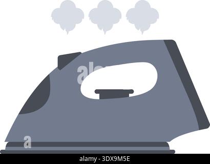 Flat illustration of a household steam iron with vapor rising above the handle Stock Vector
