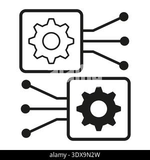 Technological processes symbols. Sophisticated operations Vector. Automated workflow icons. Industrial configuration adjustments. EPS 10. Stock Vector