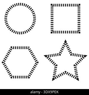 Dashed frames icon. Geometric border Vector. Square circle shapes. Isolated white background. Professional geometric asset. EPS 10. Stock Vector