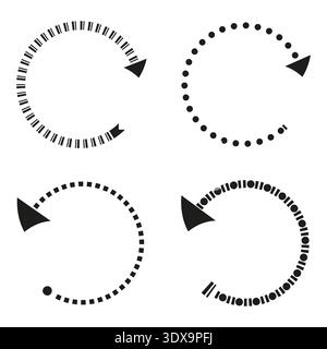 Circularly arrowing Vector. Number four 4. Progressing rotationally icons. Sequences directionally symbols. EPS 10. Stock Vector