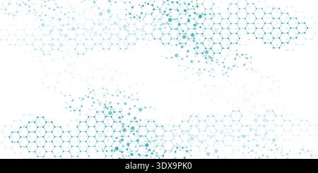 Modern scientific background with hexagons, lines and dots. Wave flow abstract background. Molecular structure for medical, technology, chemistry Stock Vector