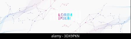 Global network connection website header or banner design. Abstract background with connecting dots and lines. Global business. Social network Stock Vector